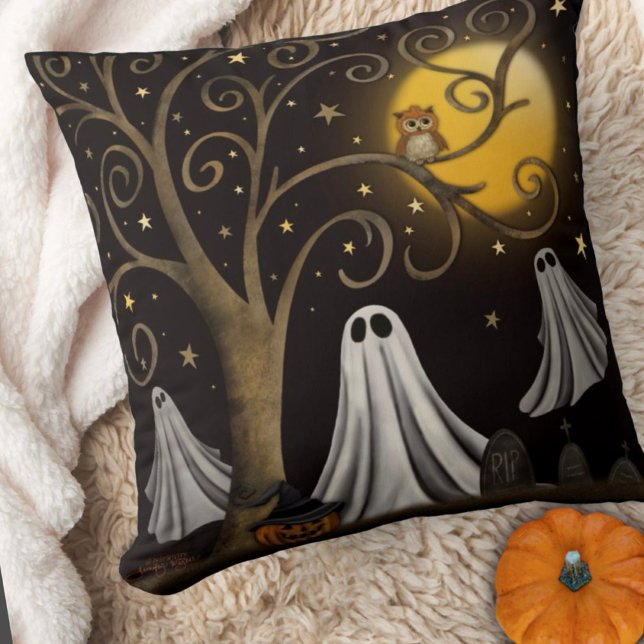 Cojín Decorativo Fantasmas fantasmagóricos Halloween Night Moon Tre (Scary ghosts Halloween Inspirivity pillow. )