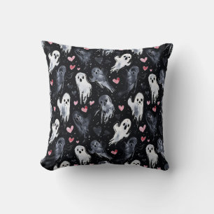 Cojín Decorativo Fantasmas góticas de San Valentín con corazones