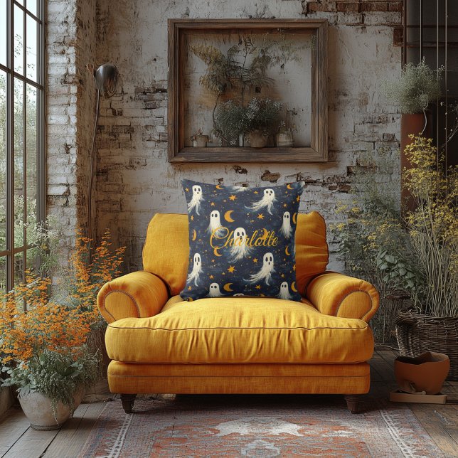 Cojín Decorativo Fantasmas nocturnos Halloween con motivos celestes (Subido por el creador)