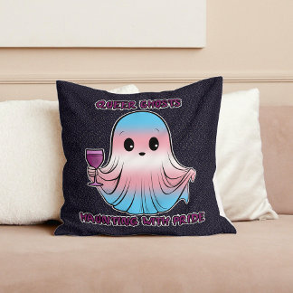 Cojín Decorativo Fantasmas queer, fantasma en colores transgénero d