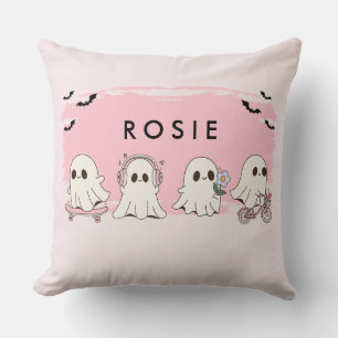 Cojín Decorativo Fantasmas rosas monogramas de Halloween