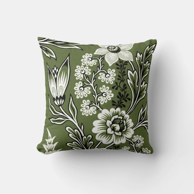 Cojín Decorativo Fantastic Flowers (Moss Green) Fine Art (Anverso)