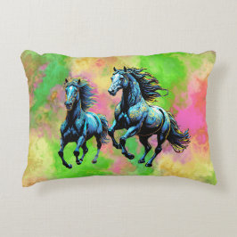 Cojín Decorativo Fantástico Dos Caballos Galopantes