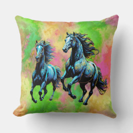 Cojín Decorativo Fantástico Dos Caballos Galopantes