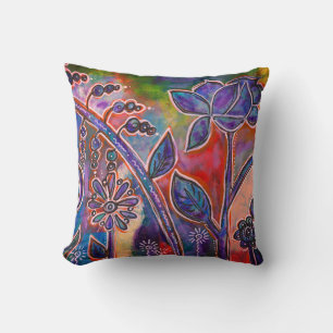 Cojín Decorativo Fantástico Lotus Flower Garden Arte Original