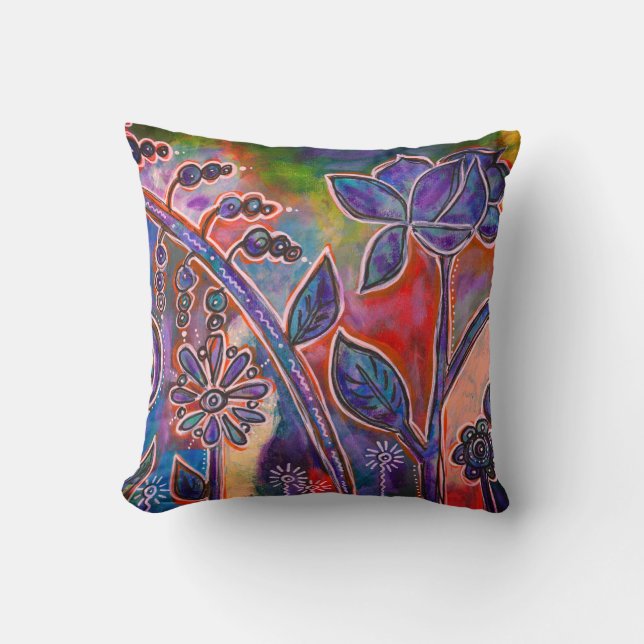 Cojín Decorativo Fantástico Lotus Flower Garden Arte Original (Anverso)