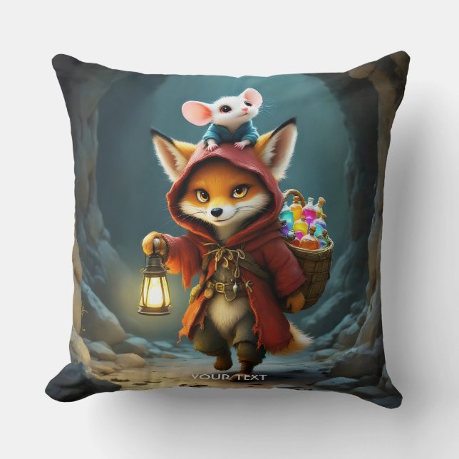 Cojín Decorativo Fantasy Cute Baby Fox Mouse (Anverso)