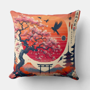 Cojín Decorativo Fantasy Cute Bird Sakura Sun