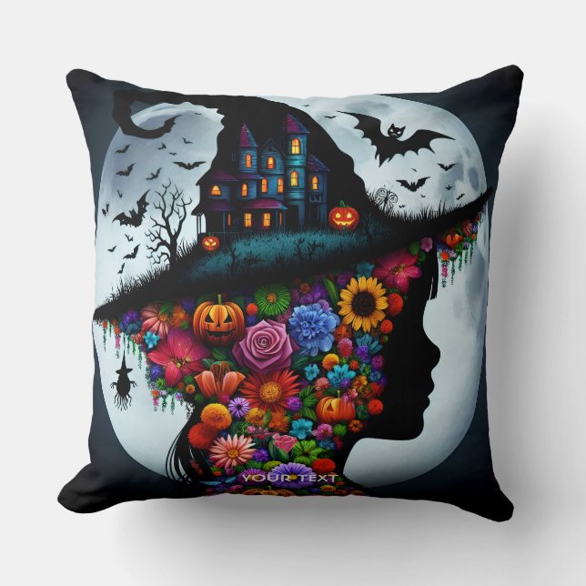 Cojín Decorativo Fantasy Cute Chica Witch Halloween (Anverso)