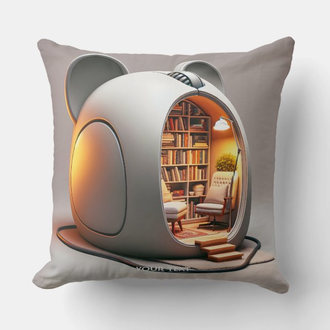 Cojín Decorativo Fantasy Cute Computer Mouse House (Anverso)