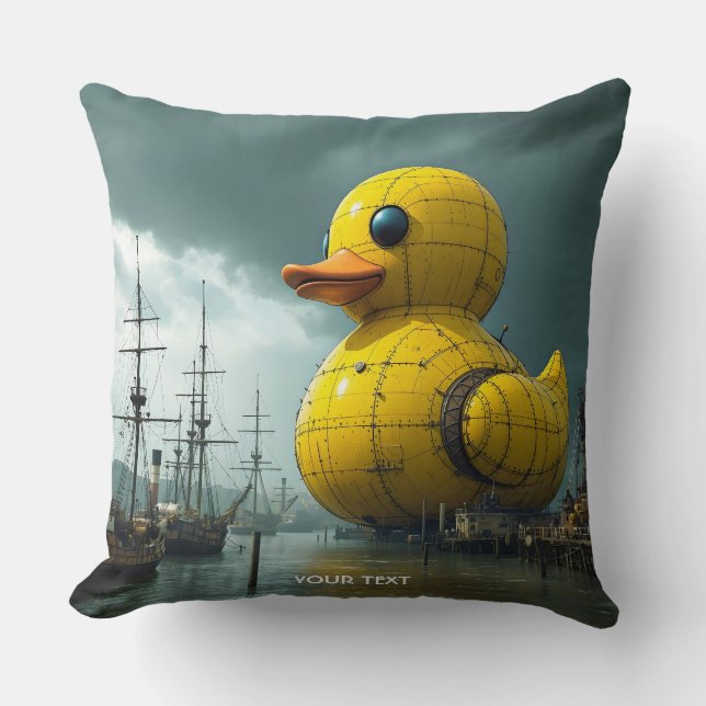 Cojín Decorativo Fantasy Cute Duck War Ship (Anverso)