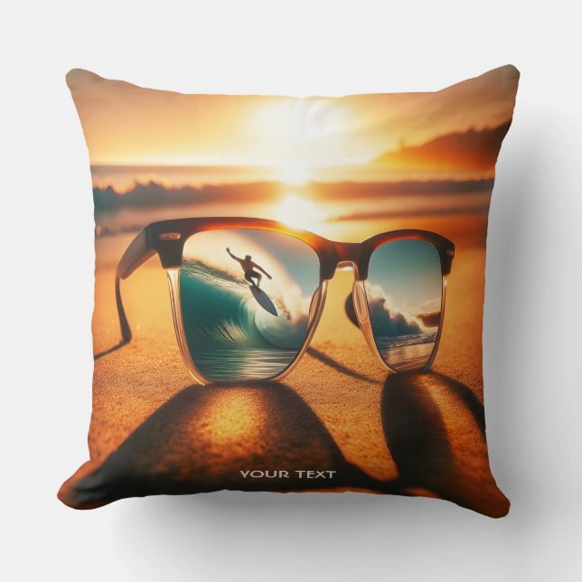 Cojín Decorativo Fantasy Cute Glasses Sunset Beach (Anverso)