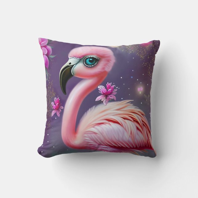 Cojín Decorativo Fantasy Cute Kawaii baby flamingo (Anverso)