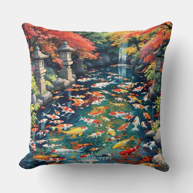 Cojín Decorativo Fantasy Cute Koi Fish Pond (Anverso)