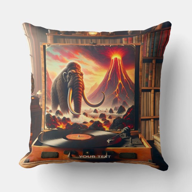 Cojín Decorativo Fantasy Cute Mammoth Vinyl Player (Anverso)