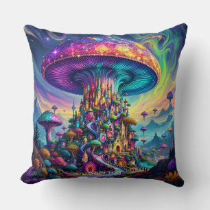 Cojín Decorativo Fantasy Cute Mushroom Cielos arcoiris
