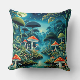 Cojín Decorativo Fantasy Cute Mushrooms Forest Moon