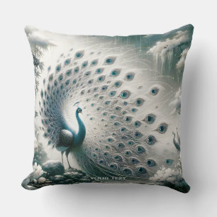 Cojín Decorativo Fantasy Cute Peacock Rain Tree