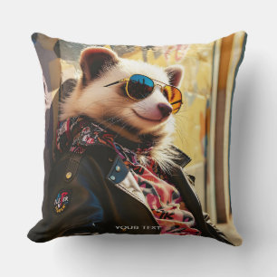 Cojín Decorativo Fantasy Cute Posum Leather Jacket