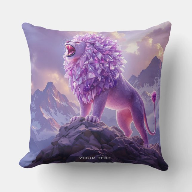 Cojín Decorativo Fantasy Cute Purple Amethyst Lion (Anverso)