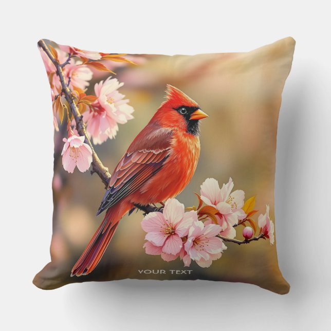 Cojín Decorativo Fantasy Cute Red Bird Cherry (Anverso)