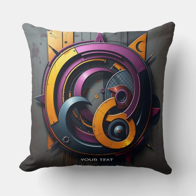 Cojín Decorativo Fantasy Cute Resumen Naranja Purple (Anverso)