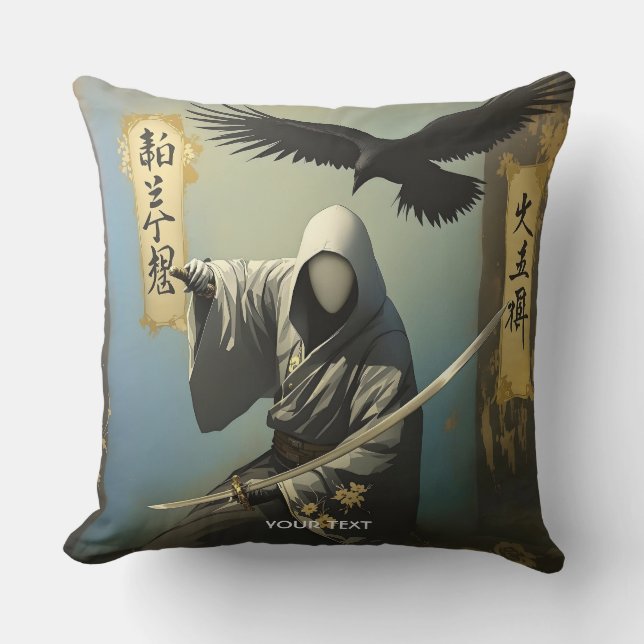 Cojín Decorativo Fantasy Cute Samurai Katana Mask (Anverso)