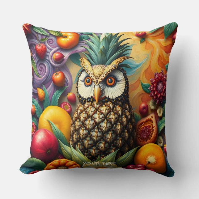Cojín Decorativo Fantasy Cute Serene Pineapple Owl (Anverso)