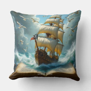 Cojín Decorativo Fantasy Cute Ship Ocean Book