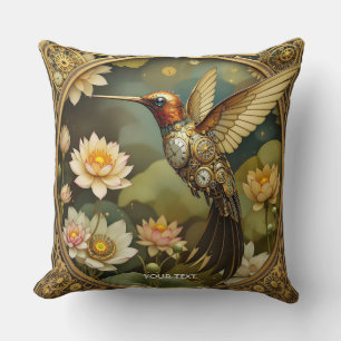 Cojín Decorativo Fantasy Cute Steampunk Bird Clock