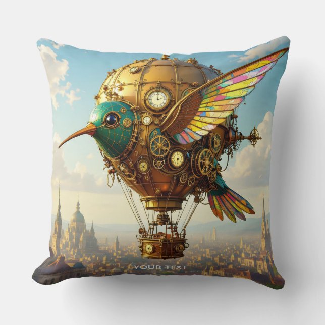 Cojín Decorativo Fantasy Cute Steampunk Bird Sky (Anverso)