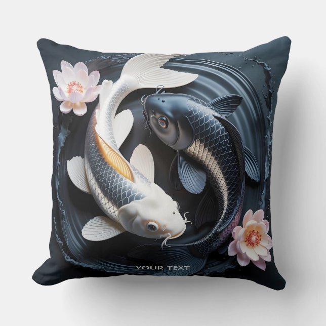 Cojín Decorativo Fantasy Cute Two Koi Fish (Anverso)