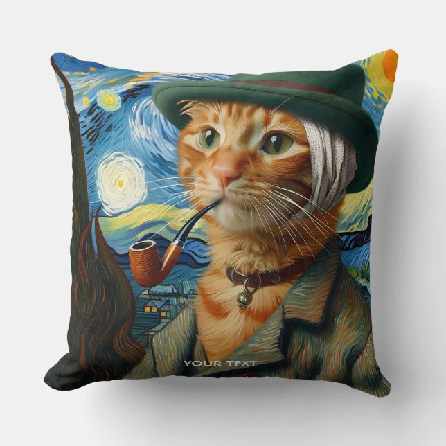 Cojín Decorativo Fantasy Cute Van Gogh Gorra (Anverso)