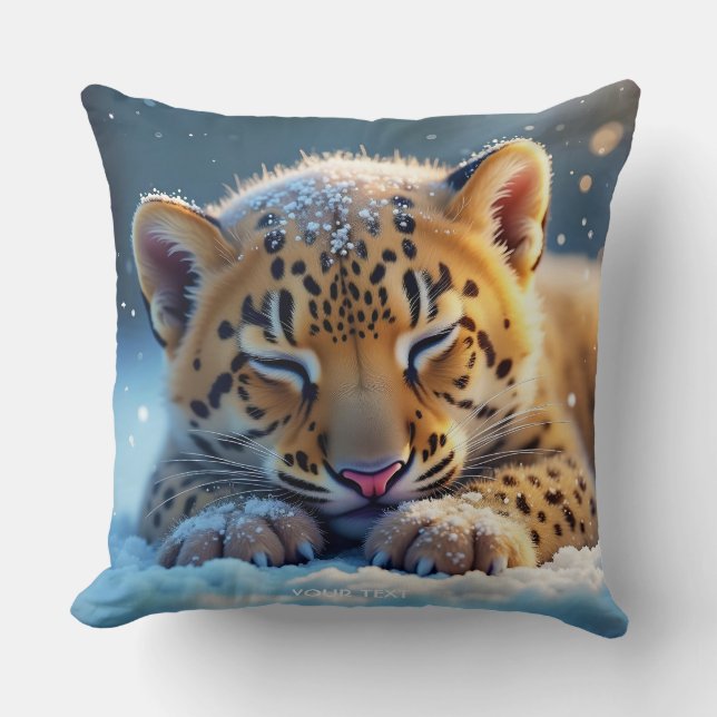 Cojín Decorativo Fantasy Cute Winter Baby Leopard (Anverso)