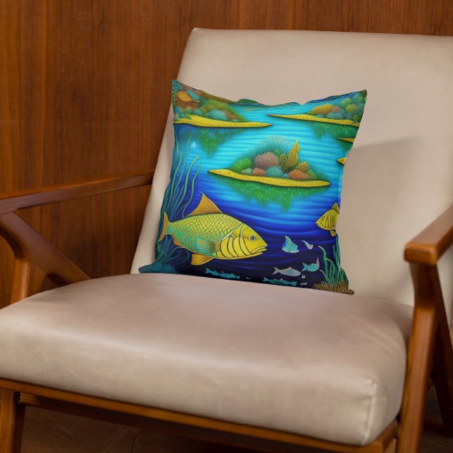 Cojín Decorativo Fantasy Lake Fish Art (Subido por el creador)