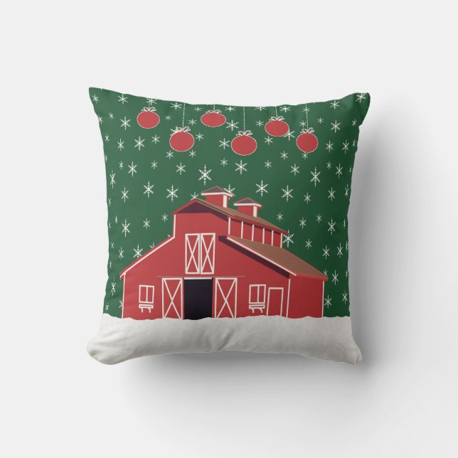 Cojín Decorativo Farm Ranch Red Barn Holiday (Anverso)