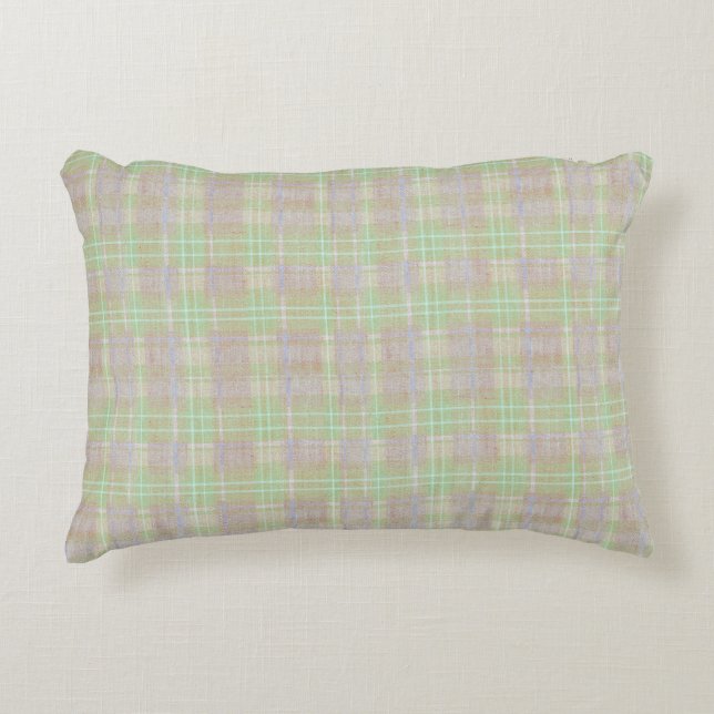 Cojín Decorativo Farmhouse Neutral Sage Plaid (Anverso)