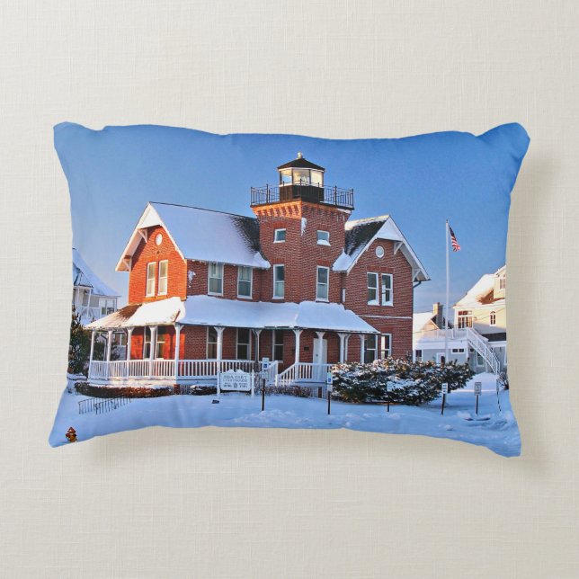Cojín Decorativo Faro ceñido mar, New Jersey (Reverso)