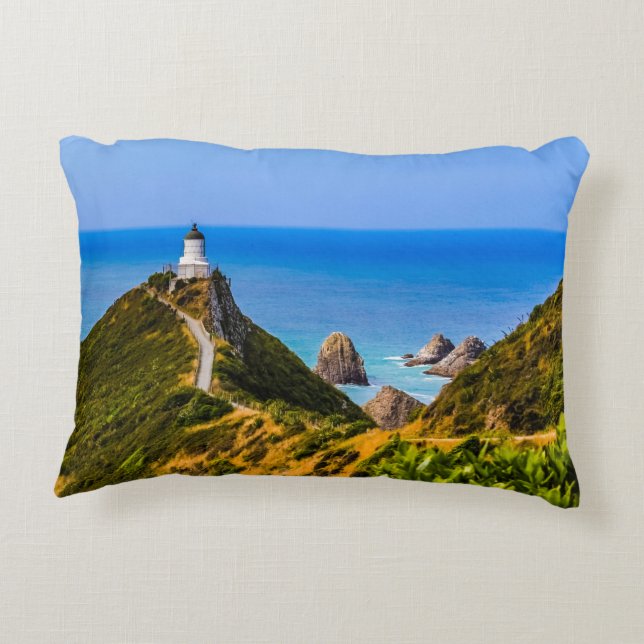 Cojín Decorativo Faro de Nugget Point, Nueva Zelanda (Reverso)