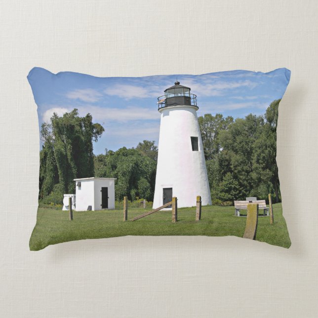 Cojín Decorativo Faro del punto de Turquía, acento de Maryland (Anverso)