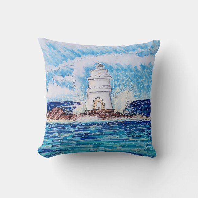 Cojín Decorativo Faro en Azul (Anverso)
