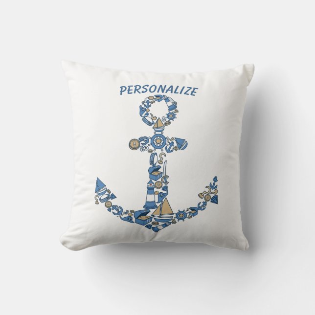 Cojín Decorativo Faro inusual de Anchor Náutico (Anverso)