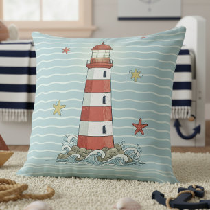 Cojín Decorativo Faro Náutico y Estrella de Mar ID1249