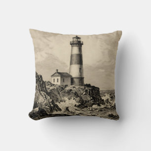 Cojín Decorativo Faro rayado vintage Costa tormentosa 