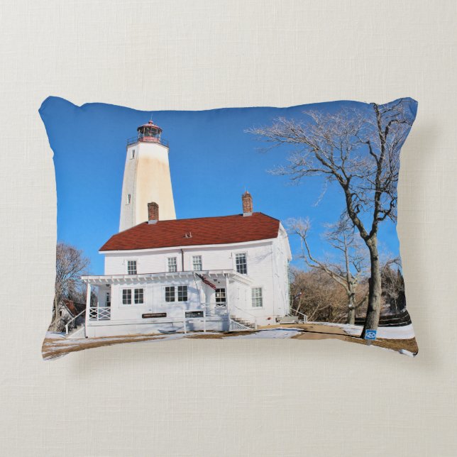 Cojín Decorativo Faro Sandy Hook, Pillow acento de Nueva Jersey (Anverso)
