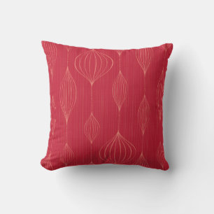 Cojín Decorativo Faroles Decorativos Patrón sobre Rojo Oscuro