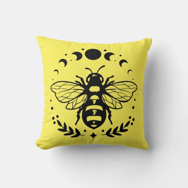 Cojín Decorativo Fases De Abeja Y Moon (Anverso)