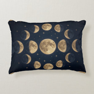 Cojín Decorativo 🌙 Fases de la Luna Dorada Estilo Místico Celestia