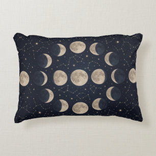 Cojín Decorativo 🌙 Fases Lunares de Navy Estilo Celestial Nocturno