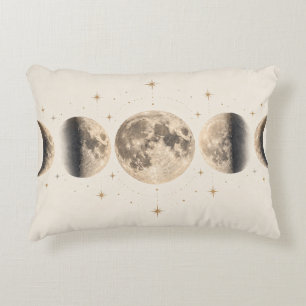 Cojín Decorativo Fases Lunares Vintage y Estrellas Doradas